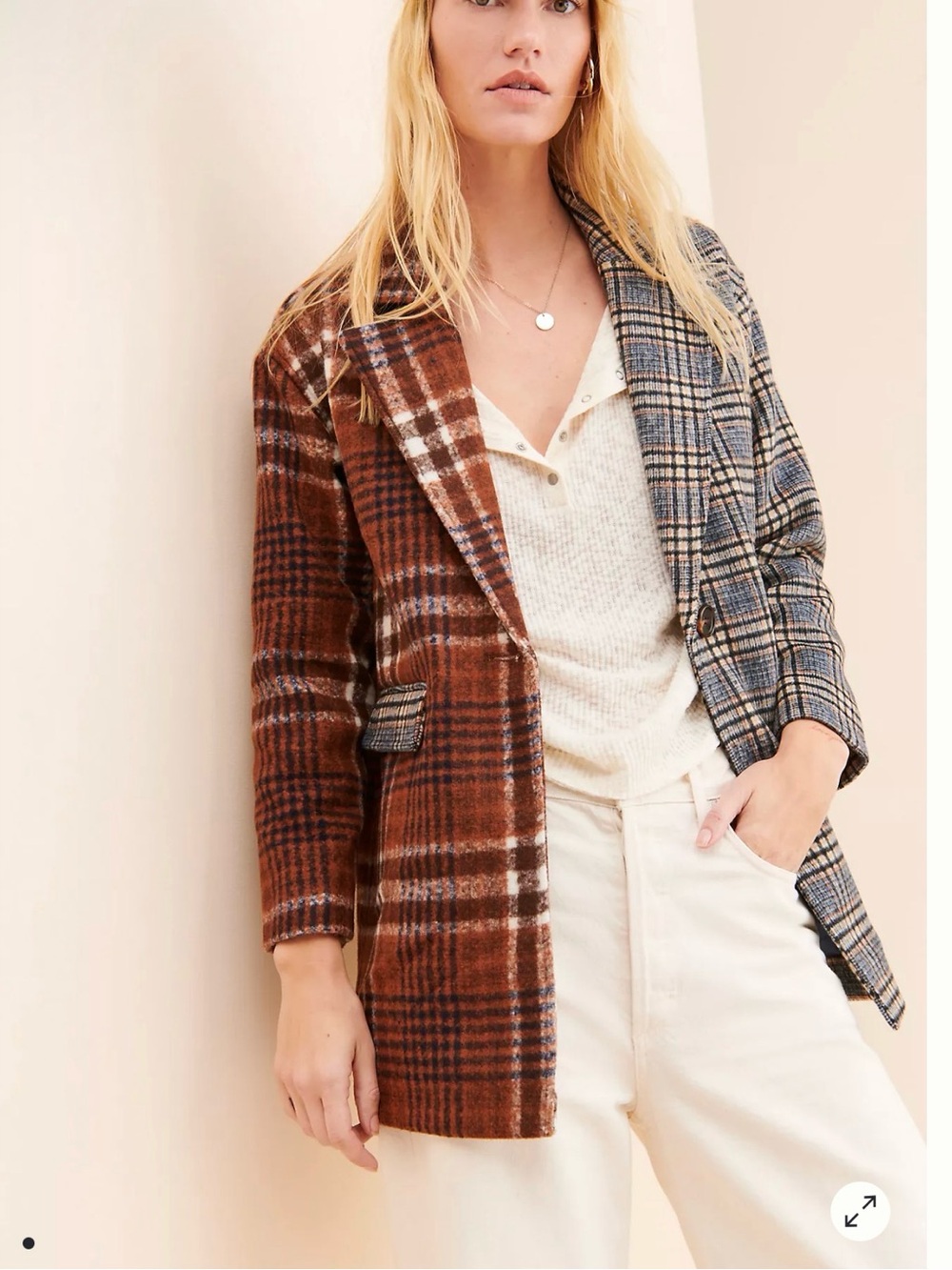 Anthropologie Greylin Renata Glen Plaid Jacket Coat Blazer Sz M Wool Blend AA26